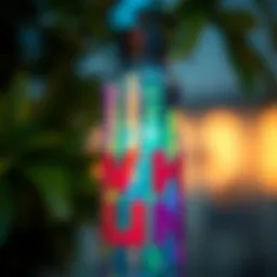 Custom vinyl letter stickers on a colorful water bottle