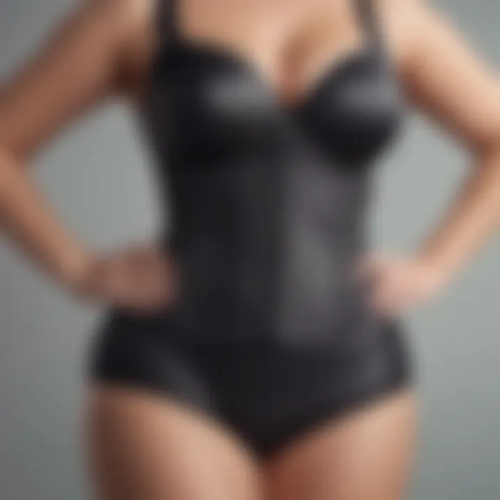 A close-up of a plus-size woman comfortably wearing a waist trainer