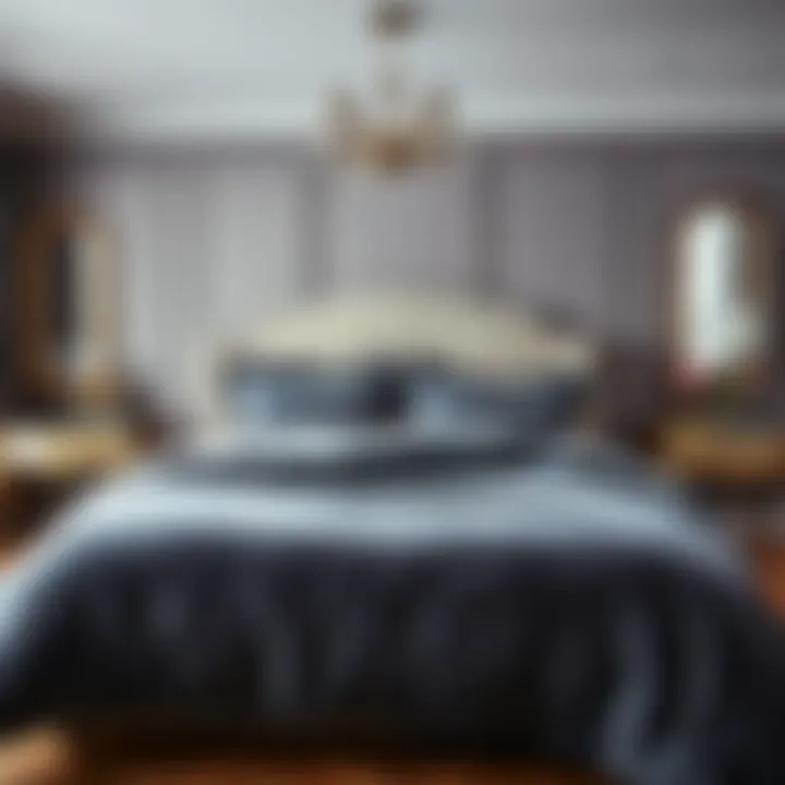 Elegant bedroom featuring a plush washable velvet duvet cover