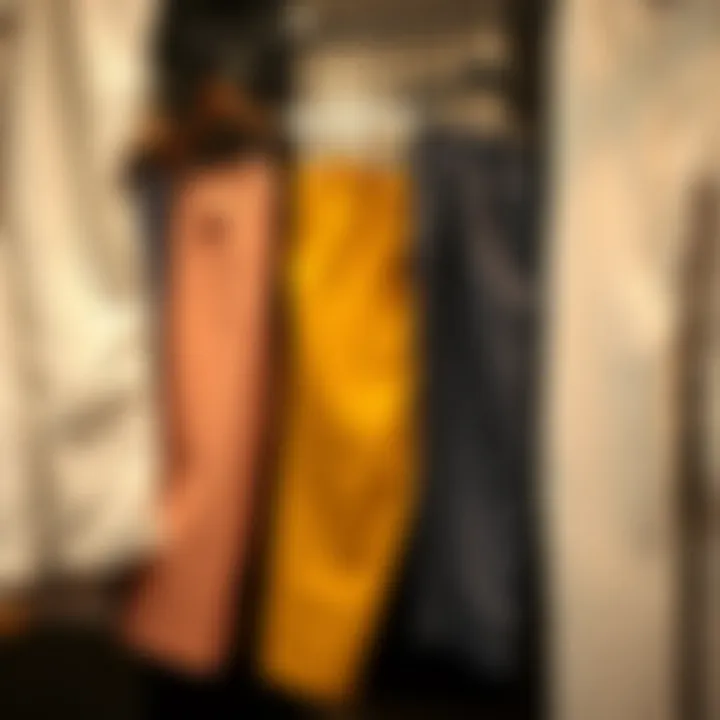 Diverse Fabrics for Comfort and Style Display of various fabric options for wide leg slacks